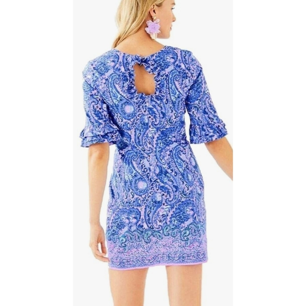 Lilly Pulitzer Fiesta Stretch Dress Purple Iris Hello Sunshine Purple Size 6 - Picture 4 of 16